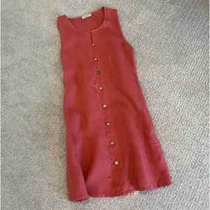 Coral linen dress